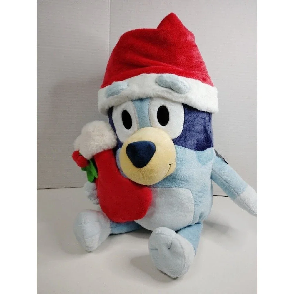 Bluey Dog Stuffed Animal Plush with Tag, Santa Hat & Christmas Stocking